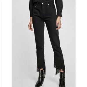 Zara High rise With Fringes Black Jean NWT